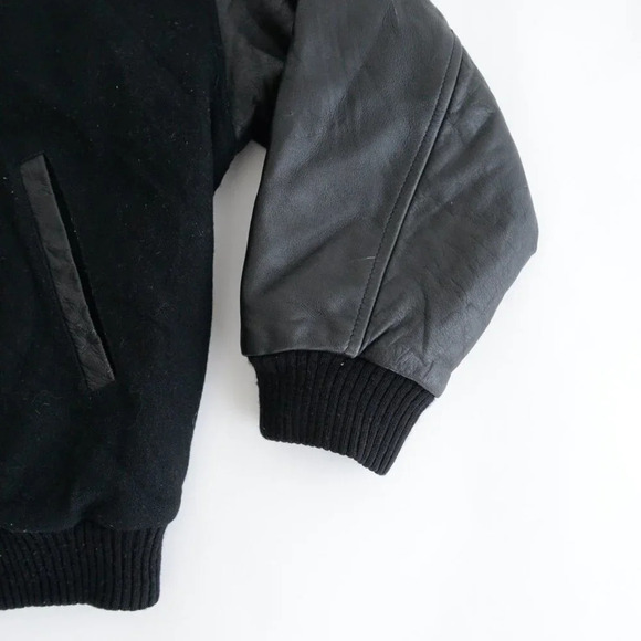 Vintage 90'S Mv Sport Black Richie's Gym Brooklyn 100% Leather And Wool Bomber - Picture 8 of 13